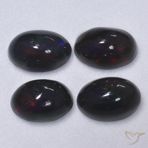1.28ctw Natural Multicolor Ópalo negro, Ovalada, Translúcido