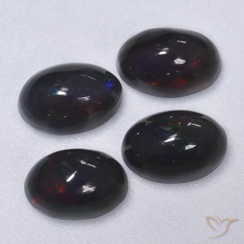 Gemas de Ópalo negro Multicolor natural de 1.28 ct, Ovalada, Translúcido