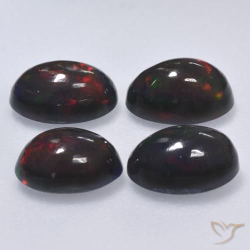 Gemas de Ópalo negro Multicolor natural de 1.28 ct, Ovalada, Translúcido