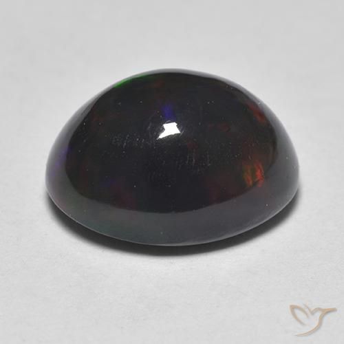 Ópalo negro Multicolor natural de 1.38 ct, Ovalada, Translúcido
