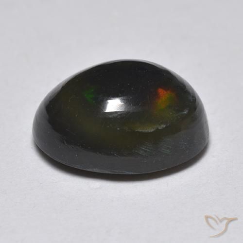 Ópalo negro Multicolor natural de 1.25 ct, Ovalada, Translúcido