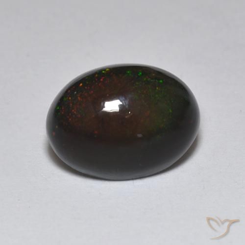 1.23ct Natural Multicolor Ópalo negro, Ovalada, Translúcido