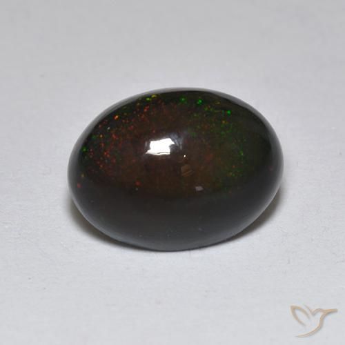 Ópalo negro Multicolor natural de 1.23 ct, Ovalada, Translúcido