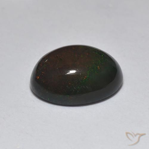 Ópalo negro Multicolor natural de 1.23 ct, Ovalada, Translúcido