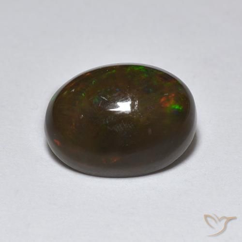 1.27ct Natural Multicolor Ópalo negro, Ovalada, Translúcido
