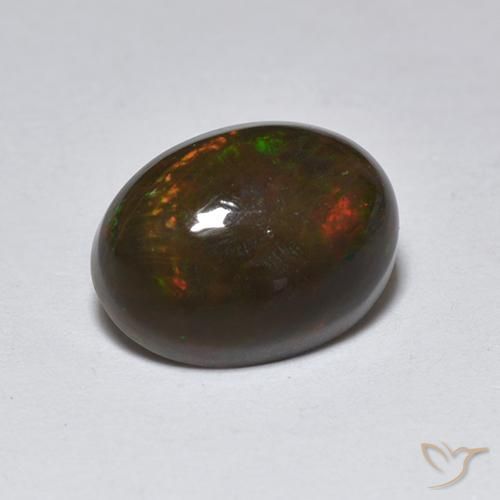 Ópalo negro Multicolor natural de 1.27 ct, Ovalada, Translúcido