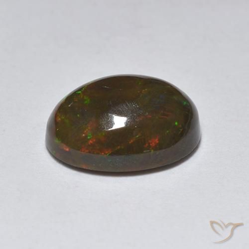 Ópalo negro Multicolor natural de 1.27 ct, Ovalada, Translúcido