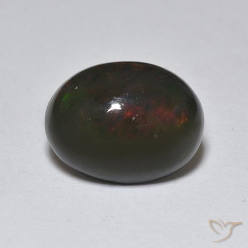 1.25ct Natural Multicolor Ópalo negro, Ovalada, Translúcido