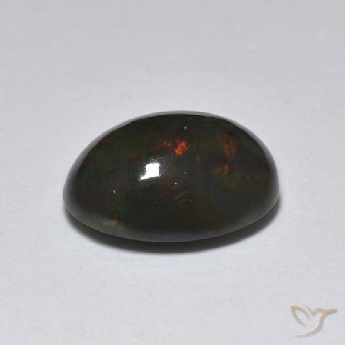 Ópalo negro Multicolor natural de 1.25 ct, Ovalada, Translúcido
