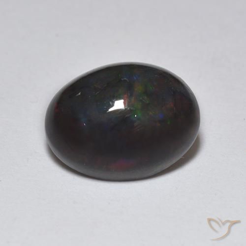 1.22ct Natural Multicolor Ópalo negro, Ovalada, Translúcido