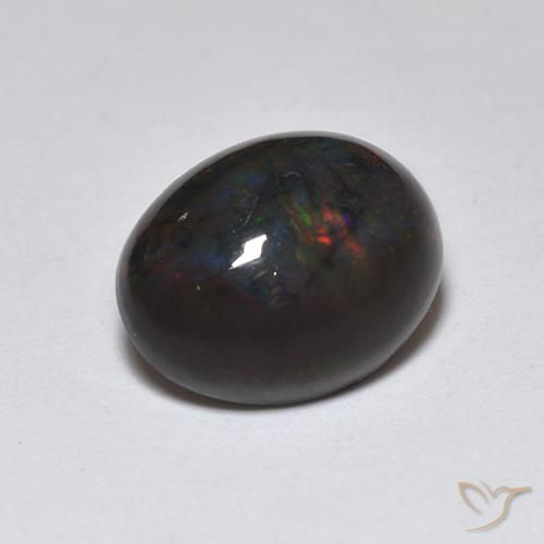 Ópalo negro Multicolor natural de 1.22 ct, Ovalada, Translúcido