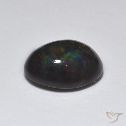 Ópalo negro Multicolor natural de 1.22 ct, Ovalada, Translúcido