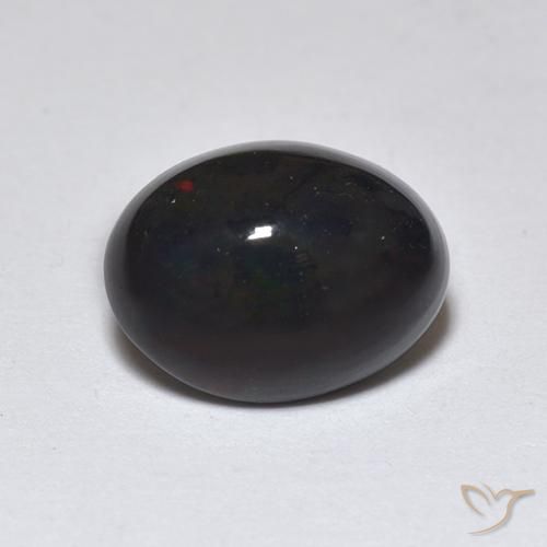 1.29ct Natural Multicolor Ópalo negro, Ovalada, Translúcido