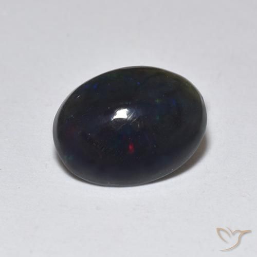 0.74ct Natural Multicolor Ópalo negro, Ovalada, Translúcido