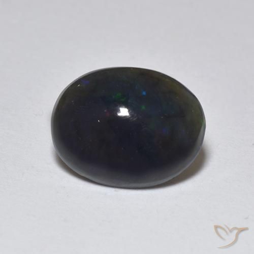 Ópalo negro Multicolor natural de 0.74 ct, Ovalada, Translúcido