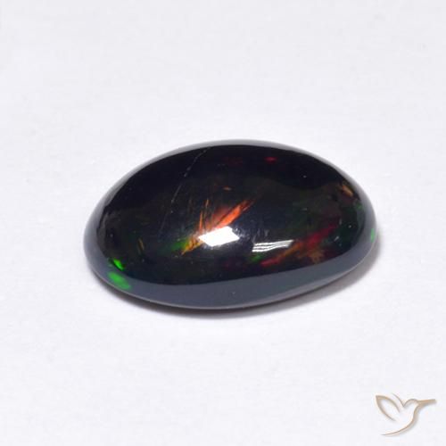 Ópalo negro Multicolor natural de 0.91 ct, Ovalada, Translúcido