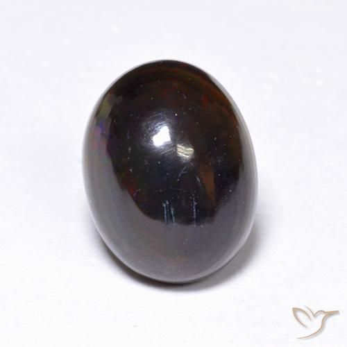 1.09ct Natural Multicolor Ópalo negro, Ovalada, Translúcido