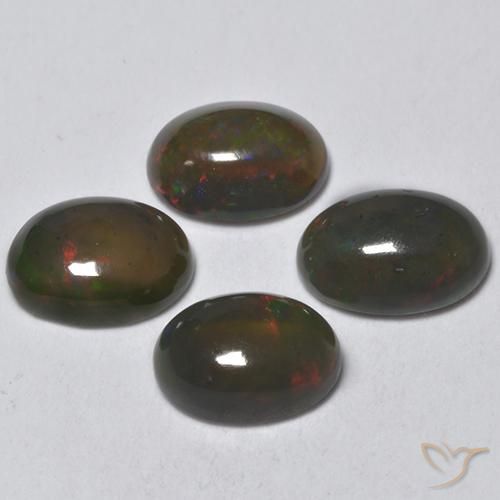 Gemas de Ópalo negro Multicolor natural de 1.32 ct, Ovalada, Translúcido