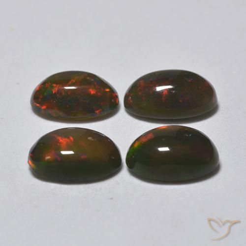 Gemas de Ópalo negro Multicolor natural de 1.32 ct, Ovalada, Translúcido