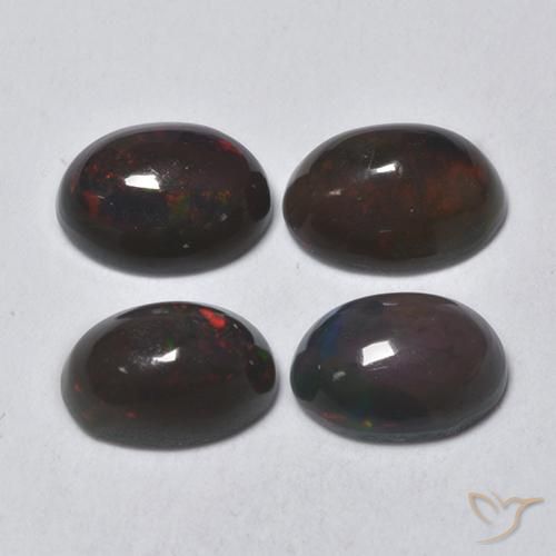 1.41ctw Natural Multicolor Ópalo negro, Ovalada, Translúcido