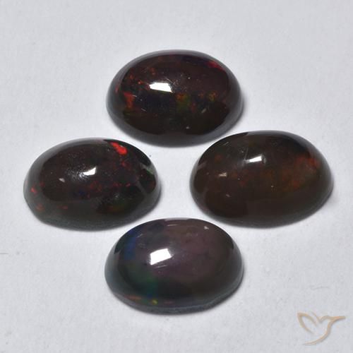 Gemas de Ópalo negro Multicolor natural de 1.41 ct, Ovalada, Translúcido