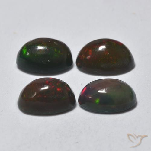Gemas de Ópalo negro Multicolor natural de 1.41 ct, Ovalada, Translúcido
