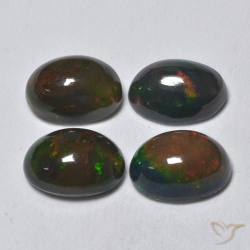 1.54ctw Natural Multicolor Ópalo negro, Ovalada, Translúcido