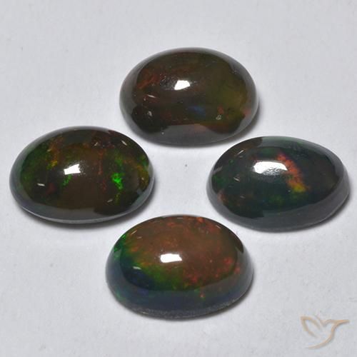 Gemas de Ópalo negro Multicolor natural de 1.54 ct, Ovalada, Translúcido