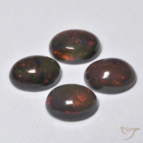 Gemas de Ópalo negro Multicolor natural de 1.34 ct, Ovalada, Translúcido
