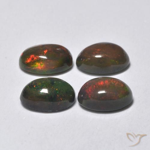 Gemas de Ópalo negro Multicolor natural de 1.34 ct, Ovalada, Translúcido