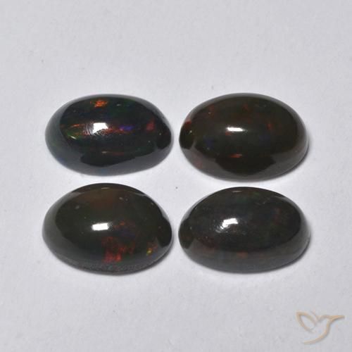 1.26ctw Natural Multicolor Ópalo negro, Ovalada, Translúcido