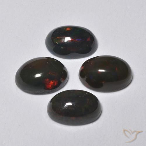 Gemas de Ópalo negro Multicolor natural de 1.26 ct, Ovalada, Translúcido