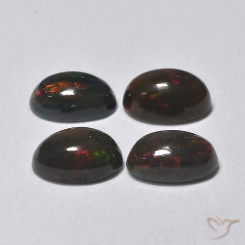 Gemas de Ópalo negro Multicolor natural de 1.26 ct, Ovalada, Translúcido