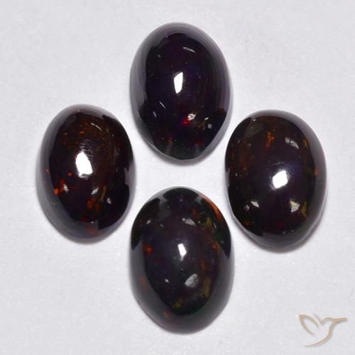 1.49ctw Natural Multicolor Ópalo negro, Ovalada, Translúcido