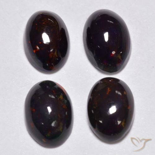 Gemas de Ópalo negro Multicolor natural de 1.49 ct, Ovalada, Translúcido