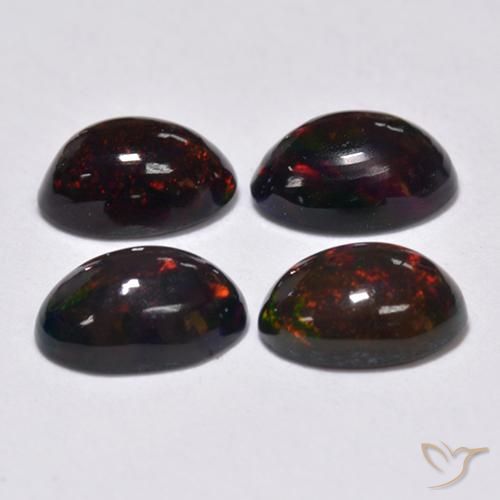 Gemas de Ópalo negro Multicolor natural de 1.49 ct, Ovalada, Translúcido