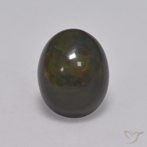 1.33ct Natural Multicolor Ópalo negro, Ovalada, Opaco