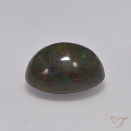 Ópalo negro Multicolor natural de 1.33 ct, Ovalada, Opaco