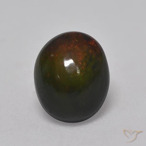 1.37ct Natural Multicolor Ópalo negro, Ovalada, Opaco