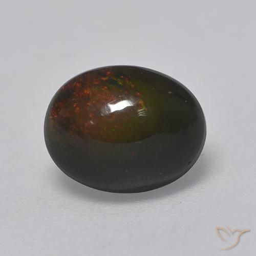 Ópalo negro Multicolor natural de 1.37 ct, Ovalada, Opaco