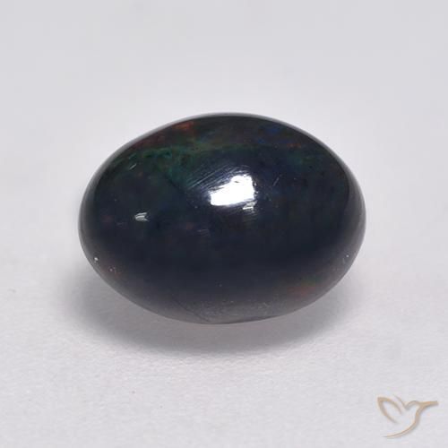 Ópalo negro Multicolor natural de 1.18 ct, Ovalada, Opaco