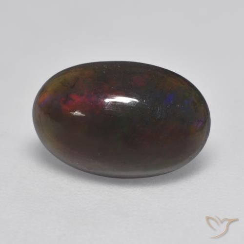 1.32ct Natural Multicolor Ópalo negro, Ovalada, Translúcido