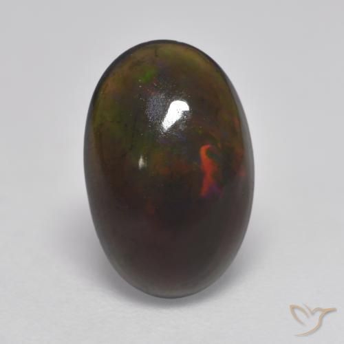 Ópalo negro Multicolor natural de 1.32 ct, Ovalada, Translúcido