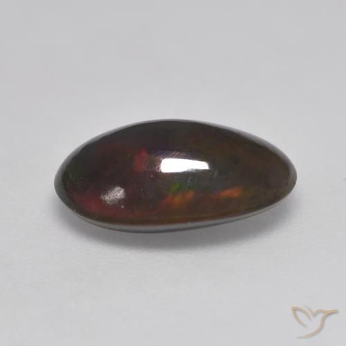 Ópalo negro Multicolor natural de 1.32 ct, Ovalada, Translúcido