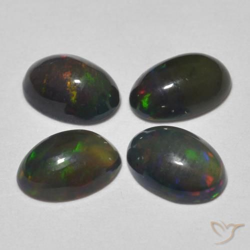 Gemas de Ópalo negro Multicolor natural de 1.10 ct, Ovalada, Translúcido