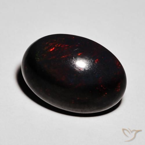 Ópalo negro Multicolor natural de 4.32 ct, Ovalada, Opaco