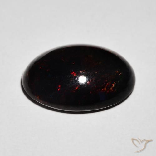 Ópalo negro Multicolor natural de 4.32 ct, Ovalada, Opaco