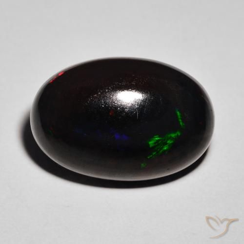 8.82ct Natural Multicolor Ópalo negro, Ovalada, Opaco