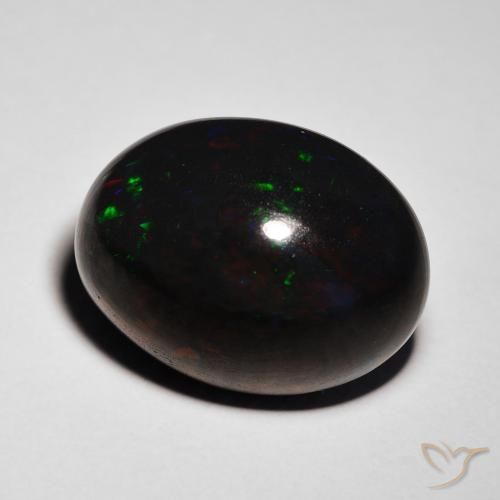 Ópalo negro Multicolor natural de 8.55 ct, Ovalada, Opaco