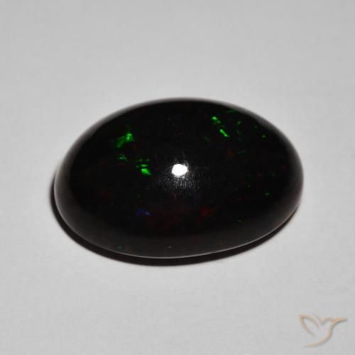 Ópalo negro Multicolor natural de 8.55 ct, Ovalada, Opaco